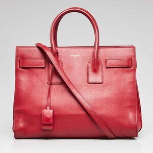 Yves Saint Laurent Red Leather Small Sac de Jour Bag
